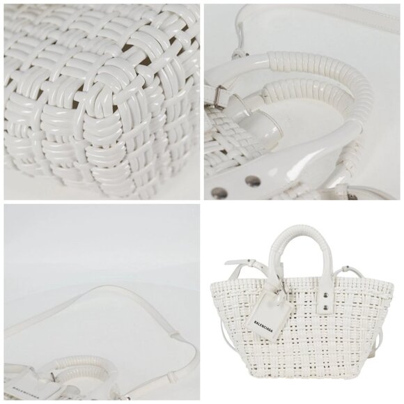 BALENCIAGA Bistro XS Hand Bag Enamel 2way White Silver - Picture 9 of 15